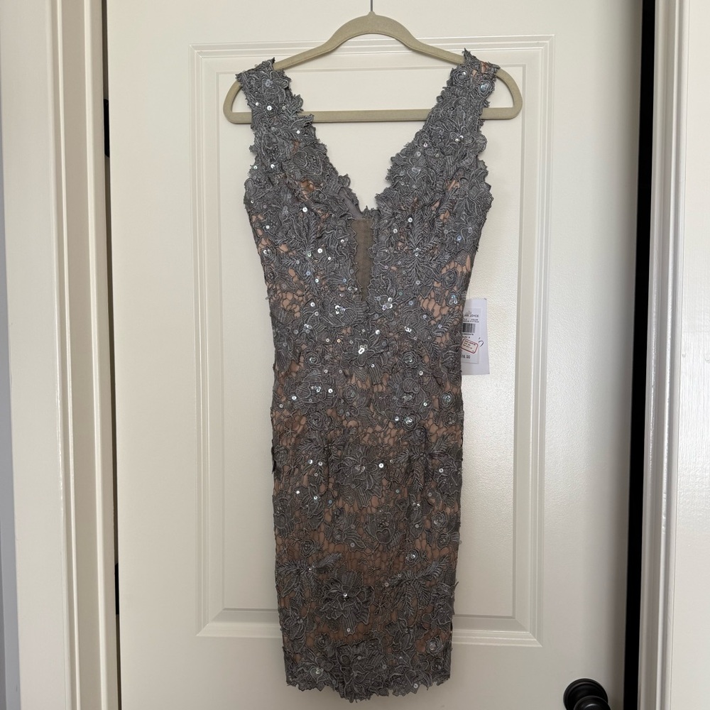 Elegant Gray Lace Dress
